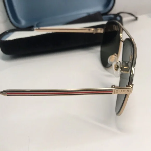 ✨ Brand New Gucci GG0137S 002 Aviator Sunglasses – Gold Frame with Grey Lenses ✨ - Picture 10 of 13
